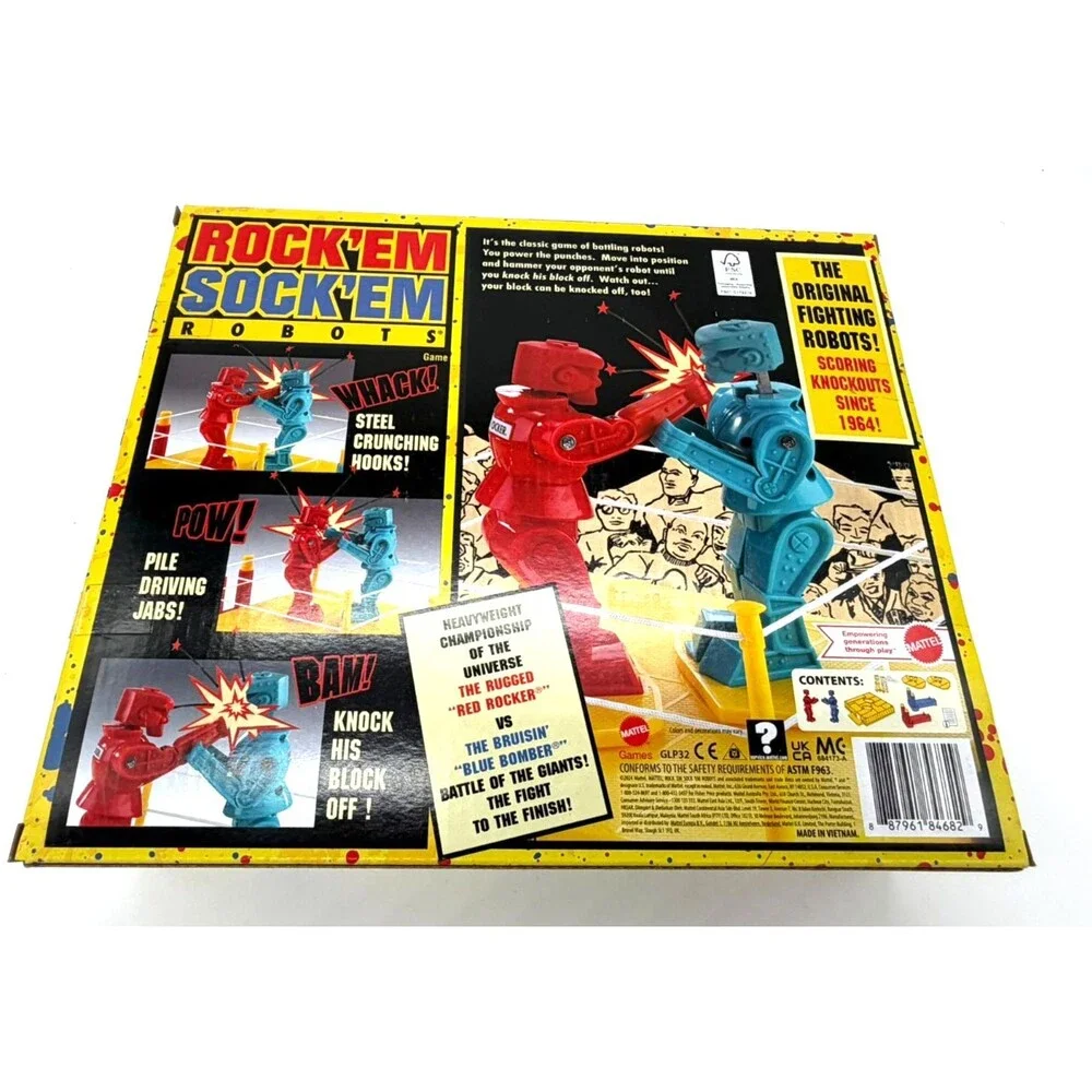 Mattel Rock Em Sock Em Robots Game Boxed Complete 2024 GLP32 Red Rocker vs Blue